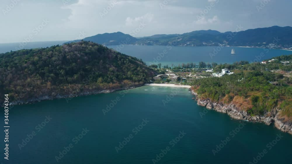 Drone panoramic view of tropical beach in Phuket , Thailand , Freedom Drone panoramic view of tropical beach in Phuket , Thailand , Freedom