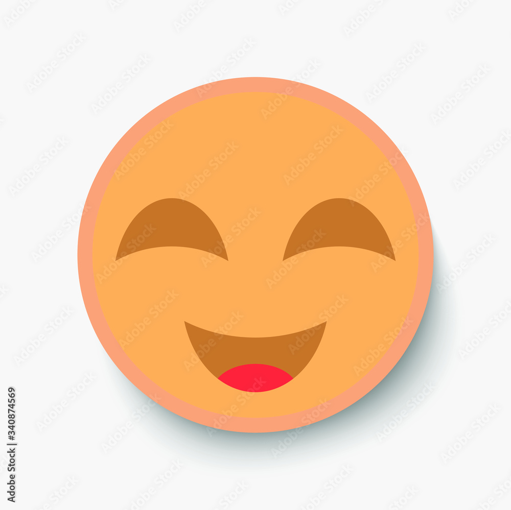 Emoji face, illustration icon emotion, vector smile, joy, happiness.