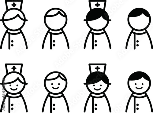 看護師、ナースのアイコン／イラスト／セット