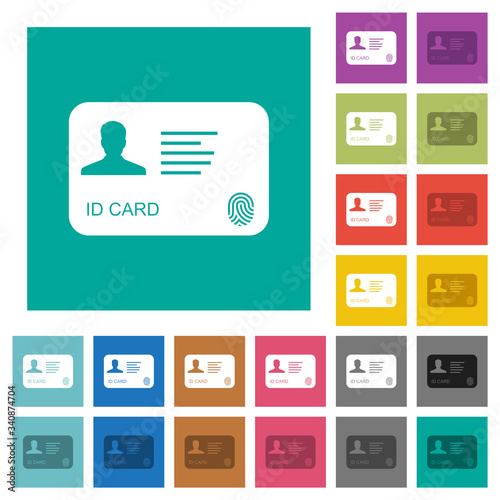 ID card with fingerprint square flat multi colored icons