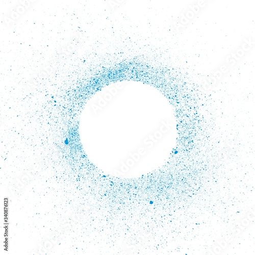 Weißer Kreis mit Rand aus blauen Farbflecken