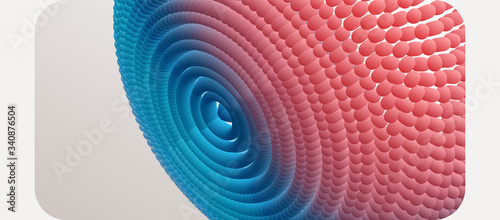 Abstract circular pattern made of color spheres and ellipses. Vector art illustration. Dynamic effect. Cover design template. Can be used for advertising, marketing or presentation.
