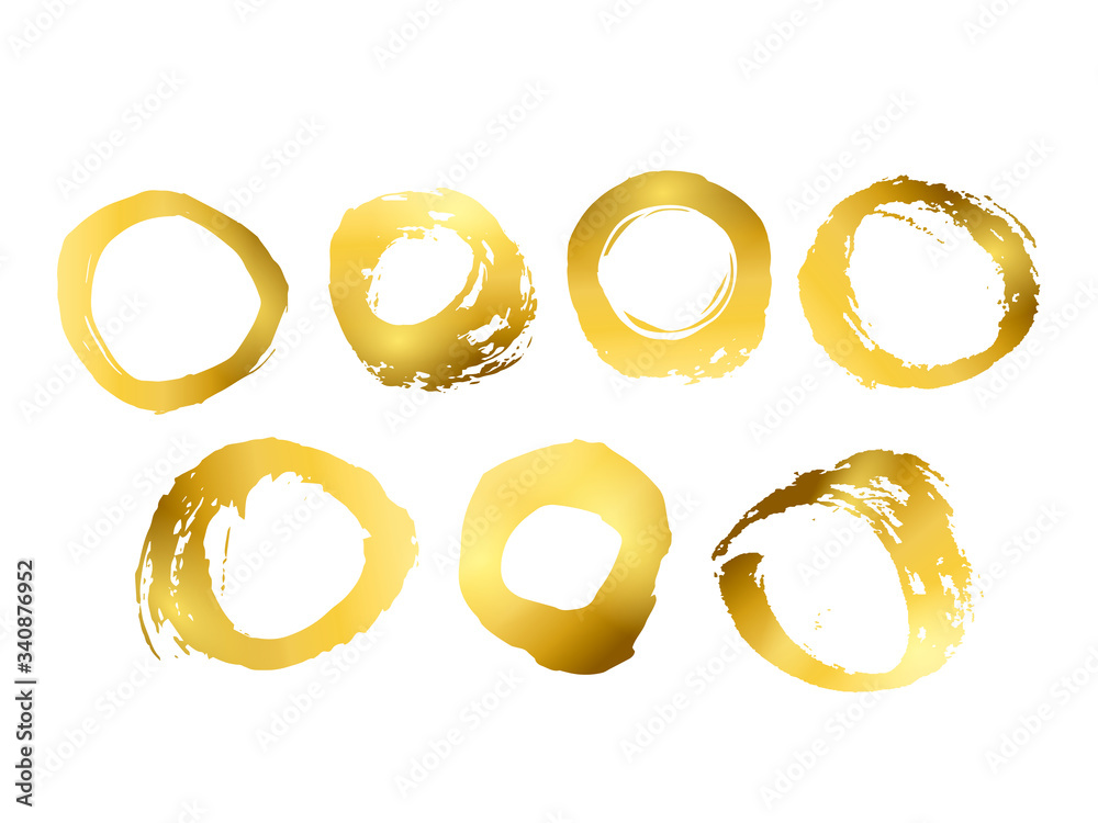 Vector set of hand drawn decorative elements with gold texture for design. Brush strokes grunge design elements. Collection of gold ink vector spots Vector set of hand drawn decorative elements with gold texture for design. Brush strokes grunge design elements. Collection of gold ink vector spots