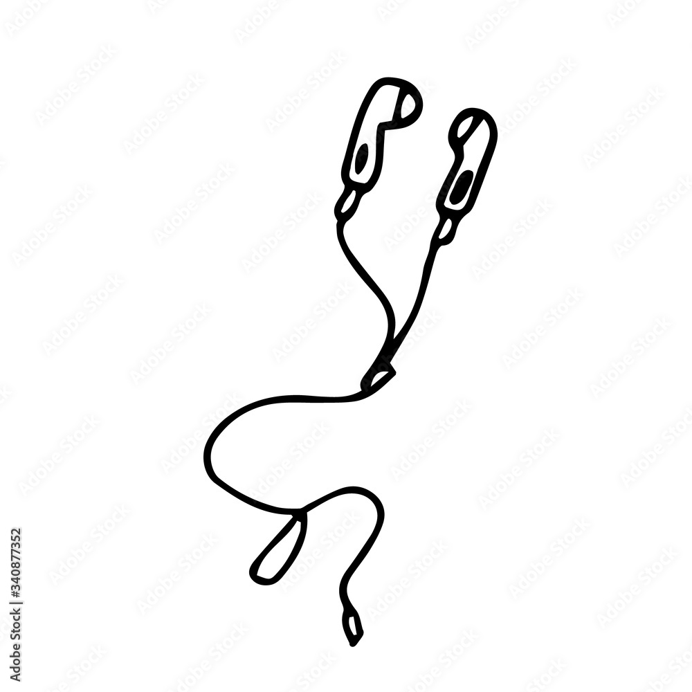 Doodle image of wired headphones on a white background. Doodle image of wired headphones on a white background.