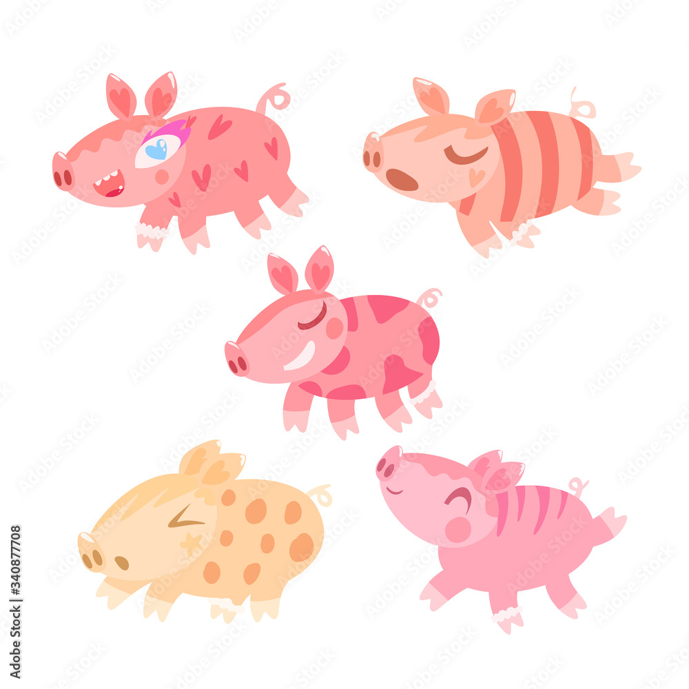 Funny pigs cartoon set Funny pigs cartoon set