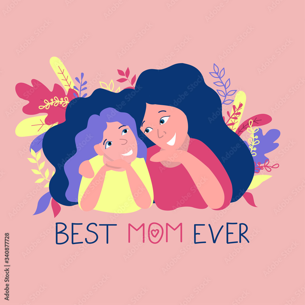 vector greeting card mother and daughter vector greeting card mother and daughter