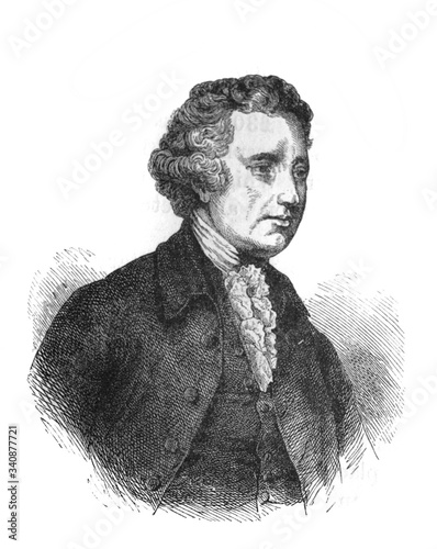 The Edmund Burke's portrait, an Irish statesman and philosopher in the old book the Great Authors, by W. Dalgleish, 1891, London