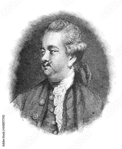 The Edward Gibbon's portrait, an English historian, writer and Member of Parliament in the old book the Great Authors, by W. Dalgleish, 1891, London