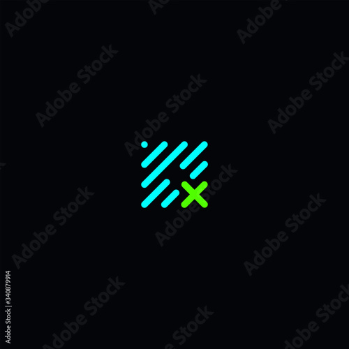 abstract lines shape initial Q X letter logo design