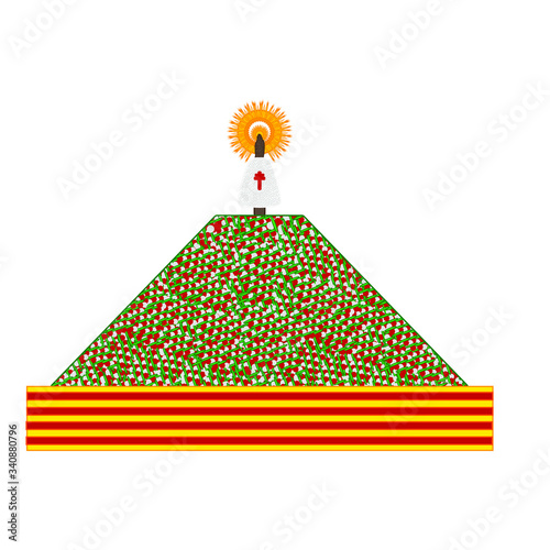 flower offering to the virgin of pilar in zaragoza spain, illustration for web and mobile design.