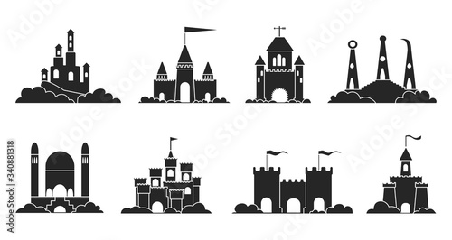 Sand castle vector illustration on white background . Sandcastle vector black set icon. Isolated black set icon sand castle.