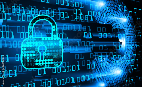 Closed Padlock on digital background, cyber security