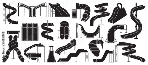 Water slide vector black set icon. Isolated black set icon aquapark. Vector illustration water slide on white background .