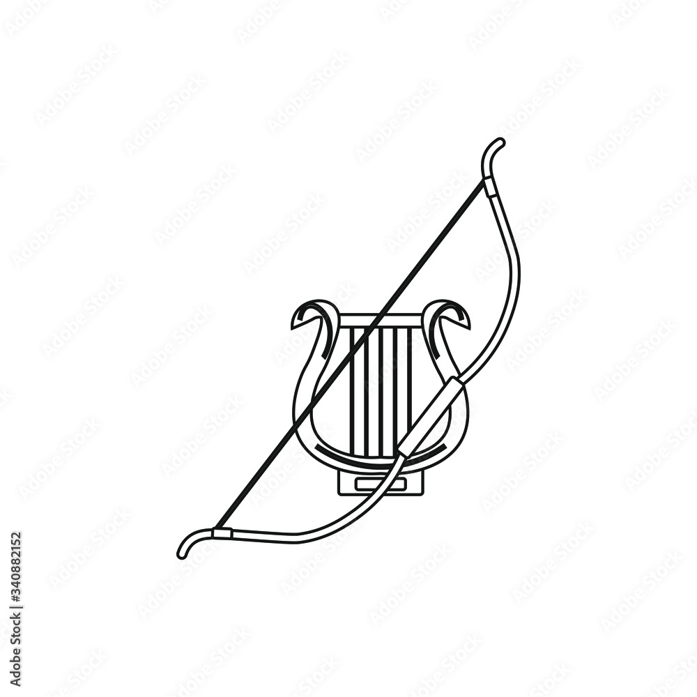 Fototapeta premium bow and lyre mythology apollo god of Olympus, illustration for web and mobile design.