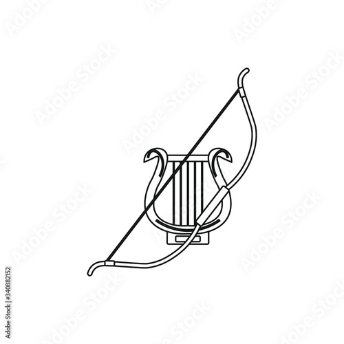 bow and lyre mythology apollo god of Olympus, illustration for web and mobile design.