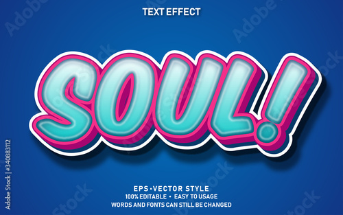 Editable Text Effect Cute Soul Premium Vector