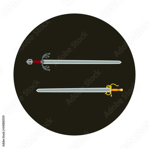 colada and tizona swords of the spanish warrior of the middle ages cid campeador, illustration for web and mobile design.