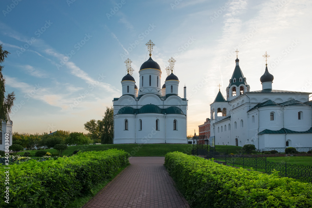 On a summer evening on the territory of the Murom Spaso-Preobrazhensky Monastery. City Murom, Russia