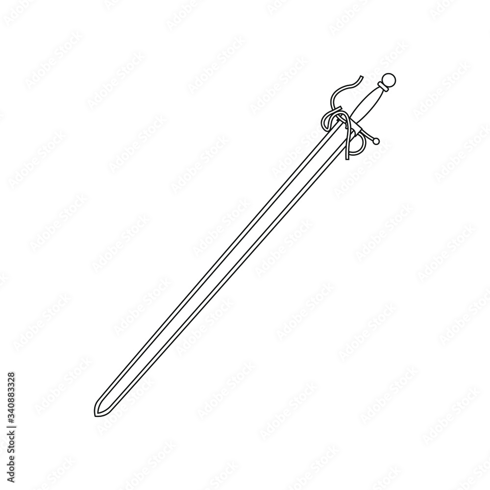 Colada sword of the spanish warrior of the middle ages cid campeador, illustration for web and mobile design.
