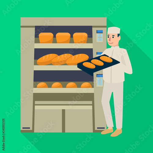 Isolated object of oven and confectioner logo. Collection of oven and bread vector icon for stock.