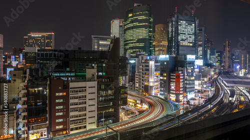 Tokyo urban skyscraper skyline rooftop view at night, Japan. © othman