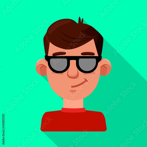 Isolated object of guy and contempt icon. Set of guy and glasses stock symbol for web.