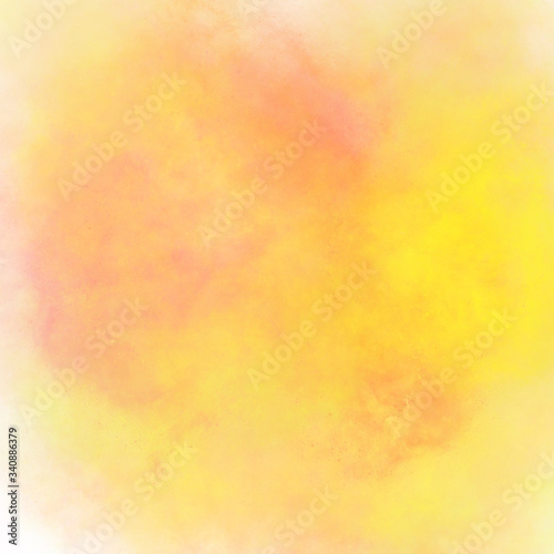 Yellow soft pink stains of watercolor paint with a gradient. Abstract backdrop wallpaper background