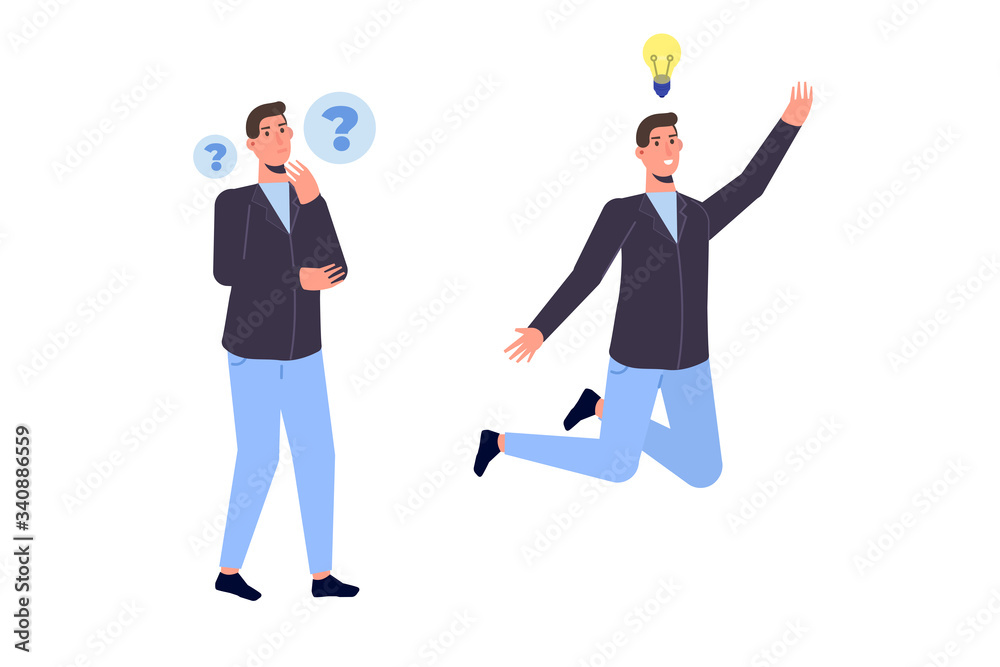 Looking answers to questions, FAQ, searching for ideas and solutions concept. Vector illustration.