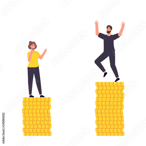  Gender gap, business difference and discrimination,  man versus woman, Inequality concept. Vector illustration..