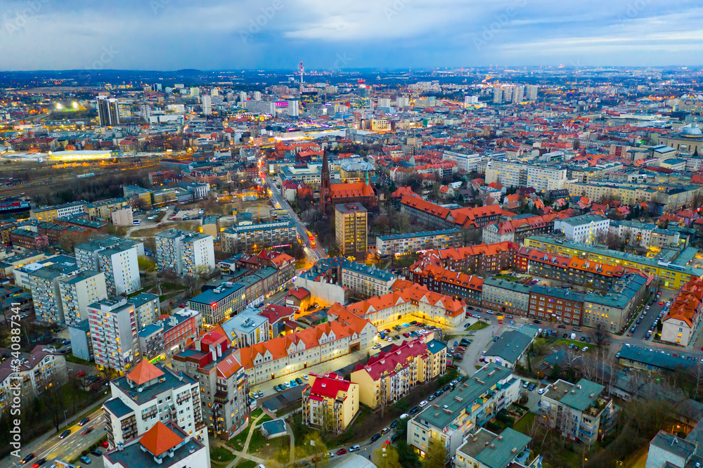Aerial view on the city Katowice. Poland
