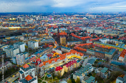 Aerial view on the city Katowice. Poland