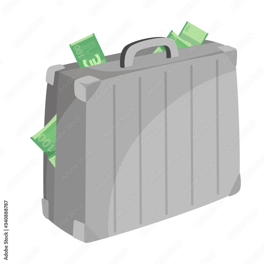 Suitcase euro vector icon.Cartoon vector icon isolated on white background suitcase euro. Suitcase euro vector icon.Cartoon vector icon isolated on white background suitcase euro.
