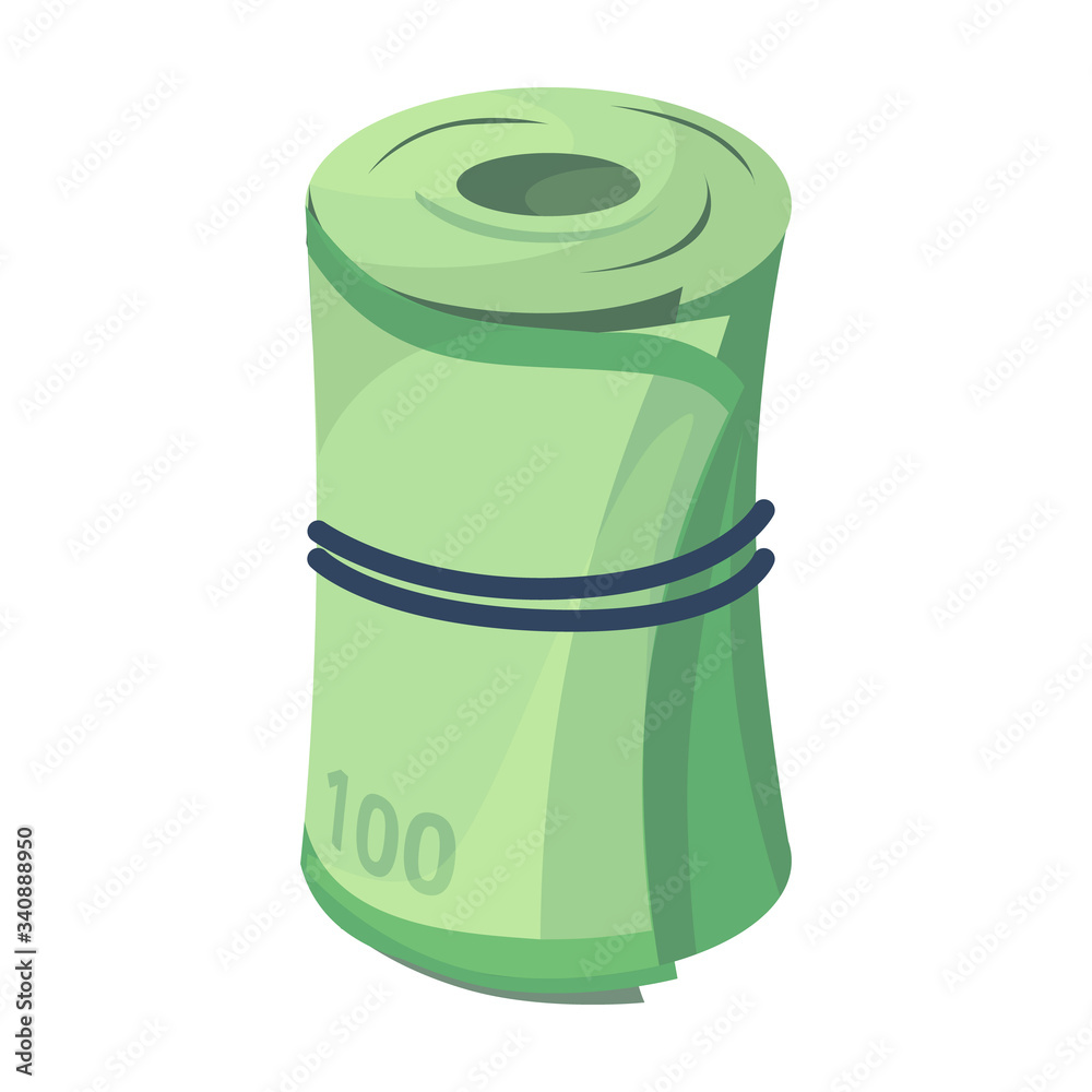 Obraz premium Roll of euro vector icon.Cartoon vector icon isolated on white background roll of euro.