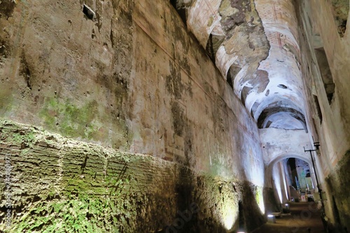 wall of china, photo as a background in old italian roman domus aurea, rome, italy photo