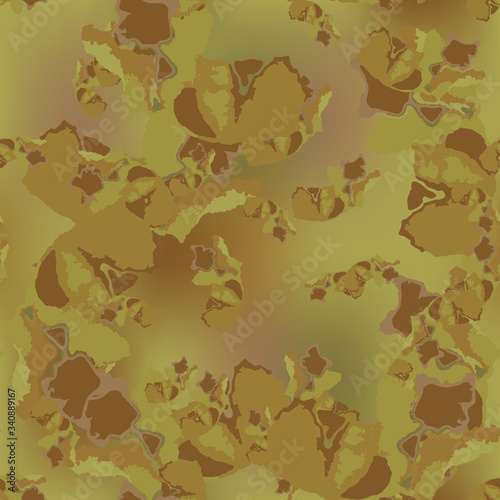 Desert camouflage of various shades of yellow, green and brown colors