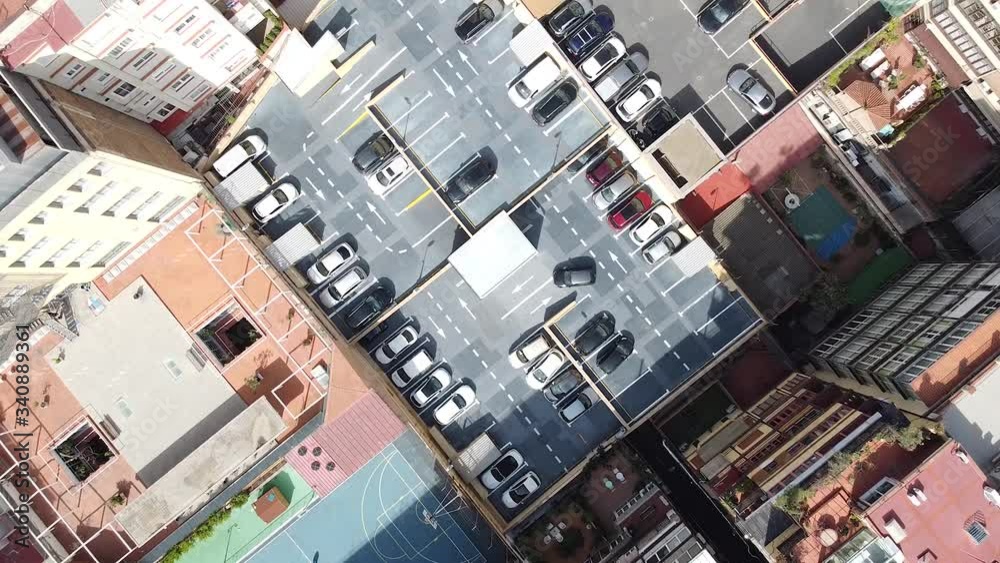 Aerial shot of a parking Aerial shot of a parking