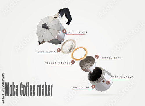 part of moka pot or stove top coffee maker photo