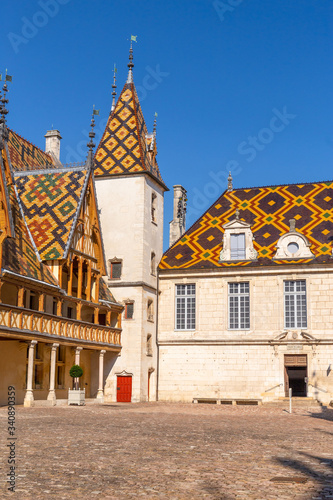19 September 2019. Courtyard of Hotel Dieu or Hospice de Beaune  in Burgundy region  France..