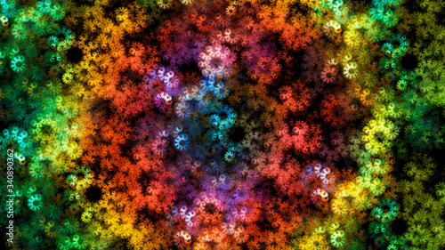 Abstract multicolored background of flowers. Fractal pattern for creativity and design.