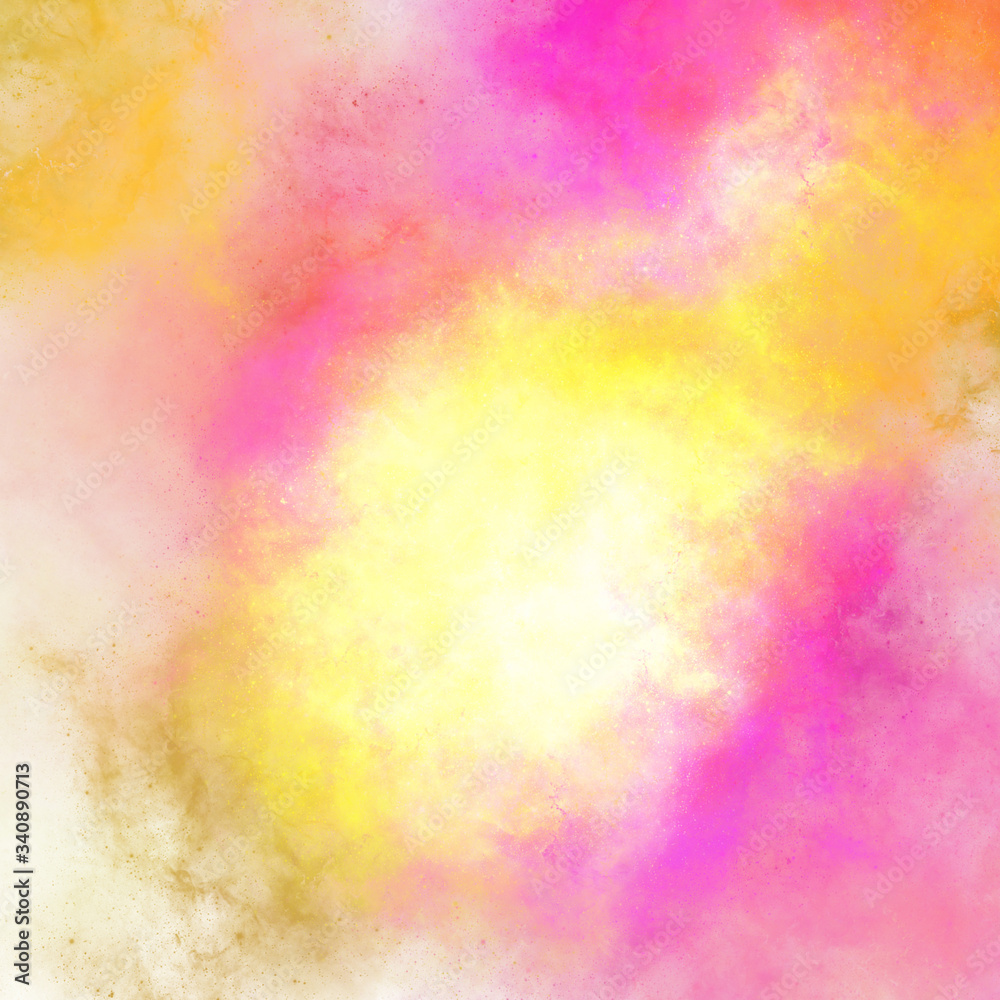 Pink yellow spot of watercolor paint gradient. Abstract backdrop wallpaper background, beautiful texture stains of paint digital illustration