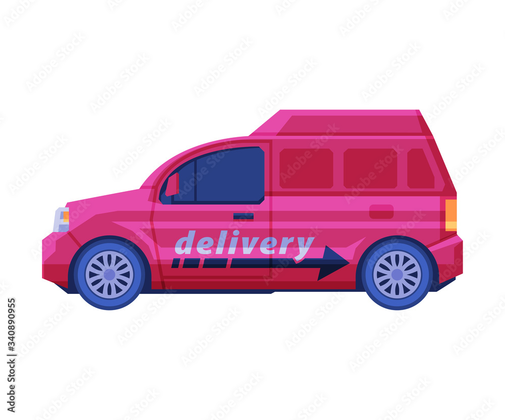 Delivery Van Transport, Cargo Transportation Vehicle Flat Vector Illustration