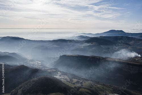 Foggy lessiania dronie landscape