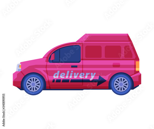 Delivery Van Transport, Cargo Transportation Vehicle Flat Vector Illustration