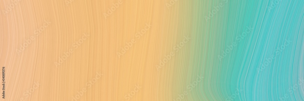 Obraz premium horizontal banner with waves. smooth swirl waves background design with burly wood, medium turquoise and sky blue color