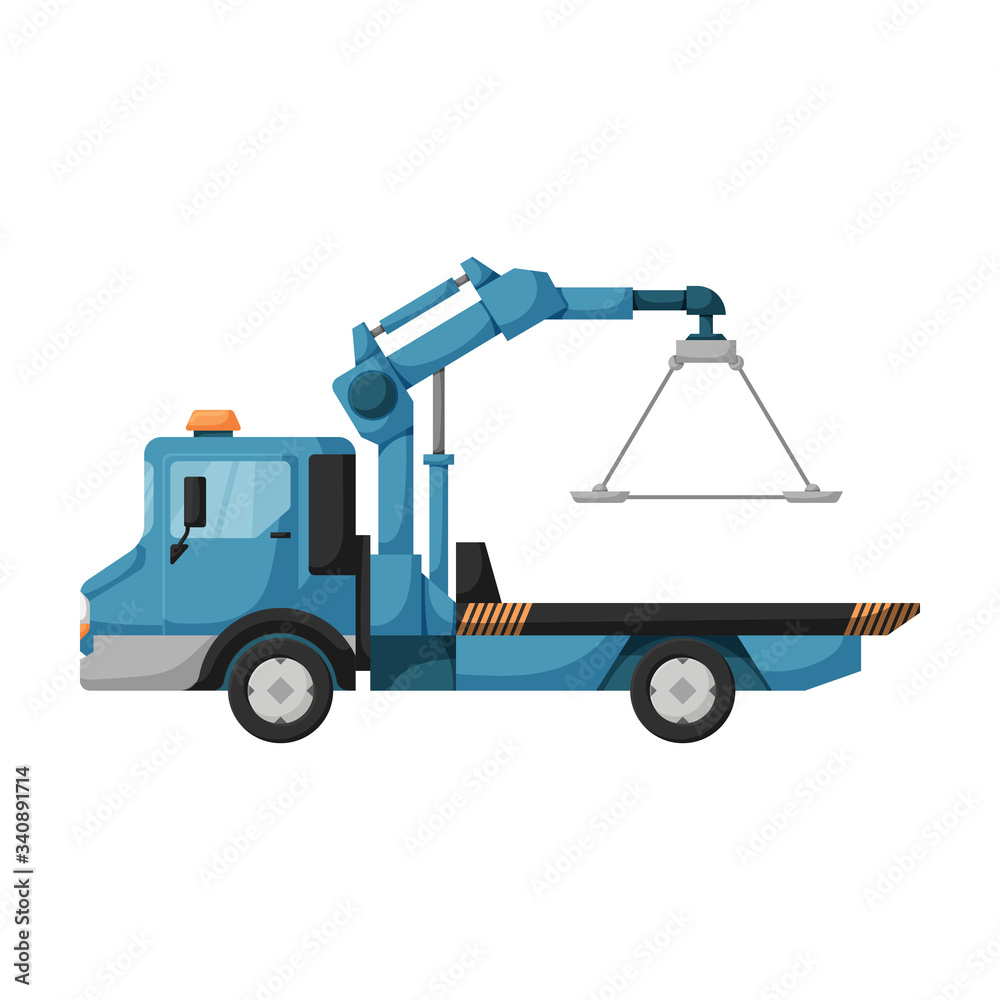 Truck tow vector icon.Cartoon vector icon isolated on white background truck tow.