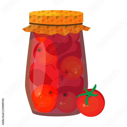 Jar tomato vector icon.Cartoon vector icon isolated on white background jar tomato.