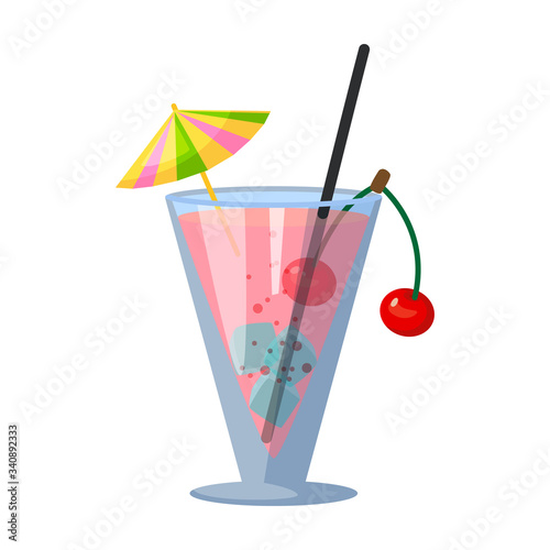Summer cocktail vector icon.Cartoon vector icon isolated on white background summer cocktail.