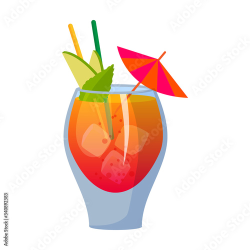 Summer cocktail vector icon.Cartoon vector icon isolated on white background summer cocktail.