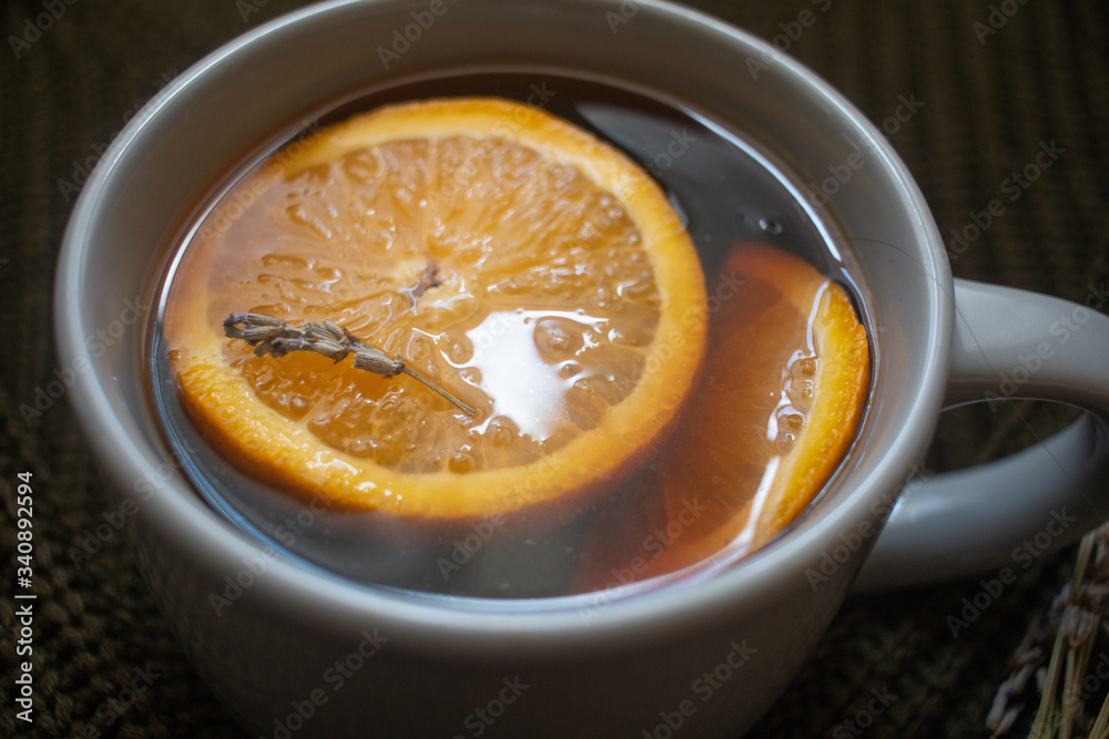 cup of coffee with orange cup of coffee with orange