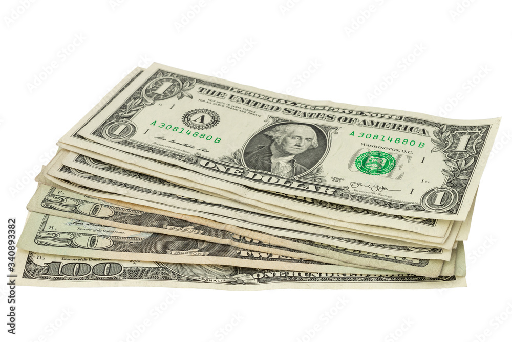 Dollar Banknotes isolated white background, money concept Dollar Banknotes isolated white background, money concept